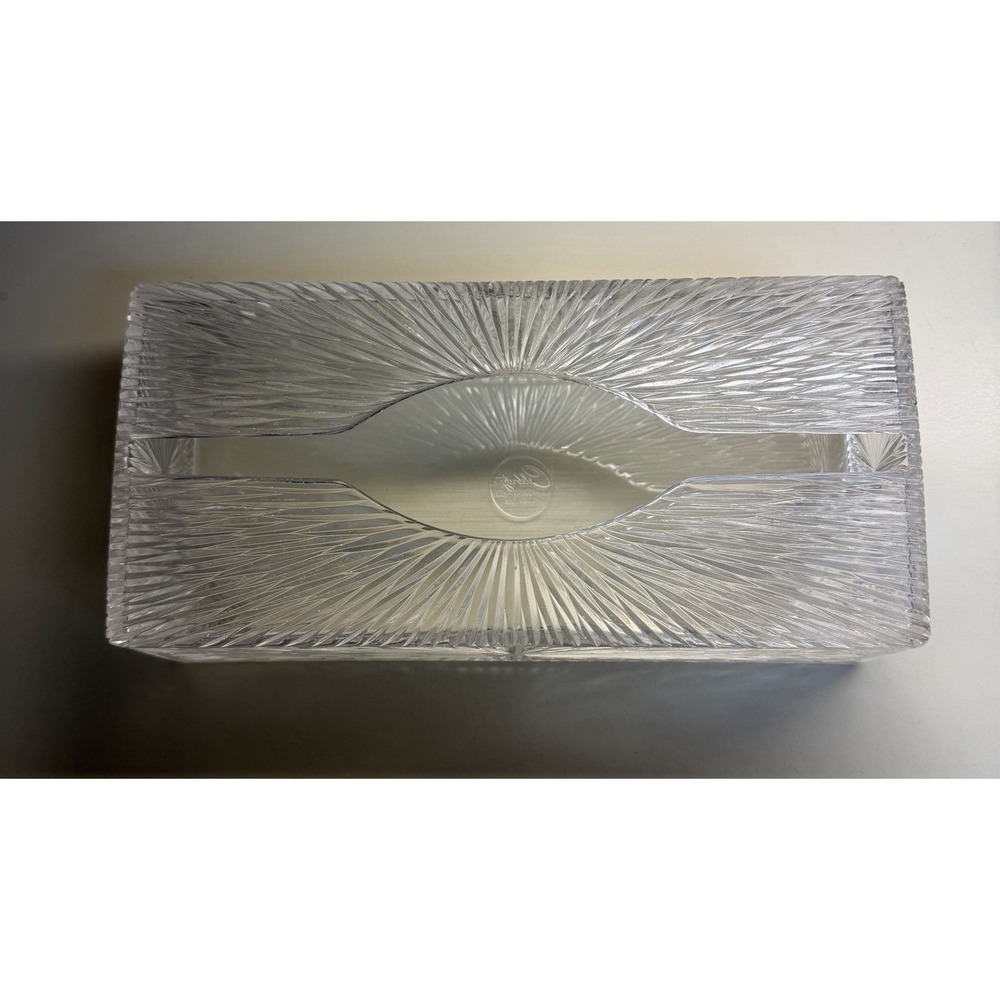 Celebrity Inc Art Deco Lucite Tissue Box Cover Clear Acrylic 10" USA Glamour MCM